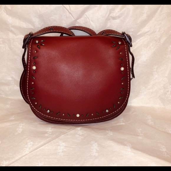 Coach Handbags - Coach 1941 Red Saddle Bag 23 Bordeaux with Rivets